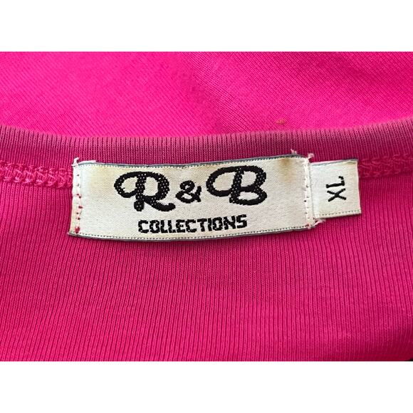 VTG R&B California 2 Piece T-Shirt Blouse Set XL Pink Rhinestone Bling Western - Picture 8 of 14